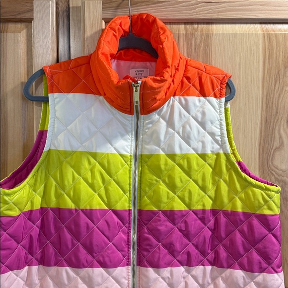 Crown & Ivy Multicolor Striped Colorblock Women’s Quilted Outdoor Vest Size XXL - Picture 2 of 8